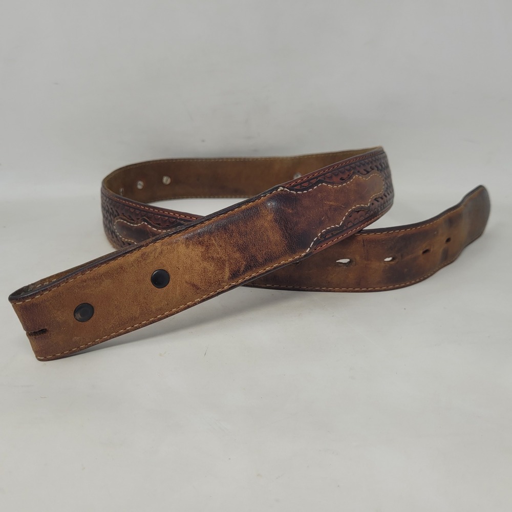 Justin Belt 32 Brown Leather Western Odessa Star Concho Basketweave C10765 Texas